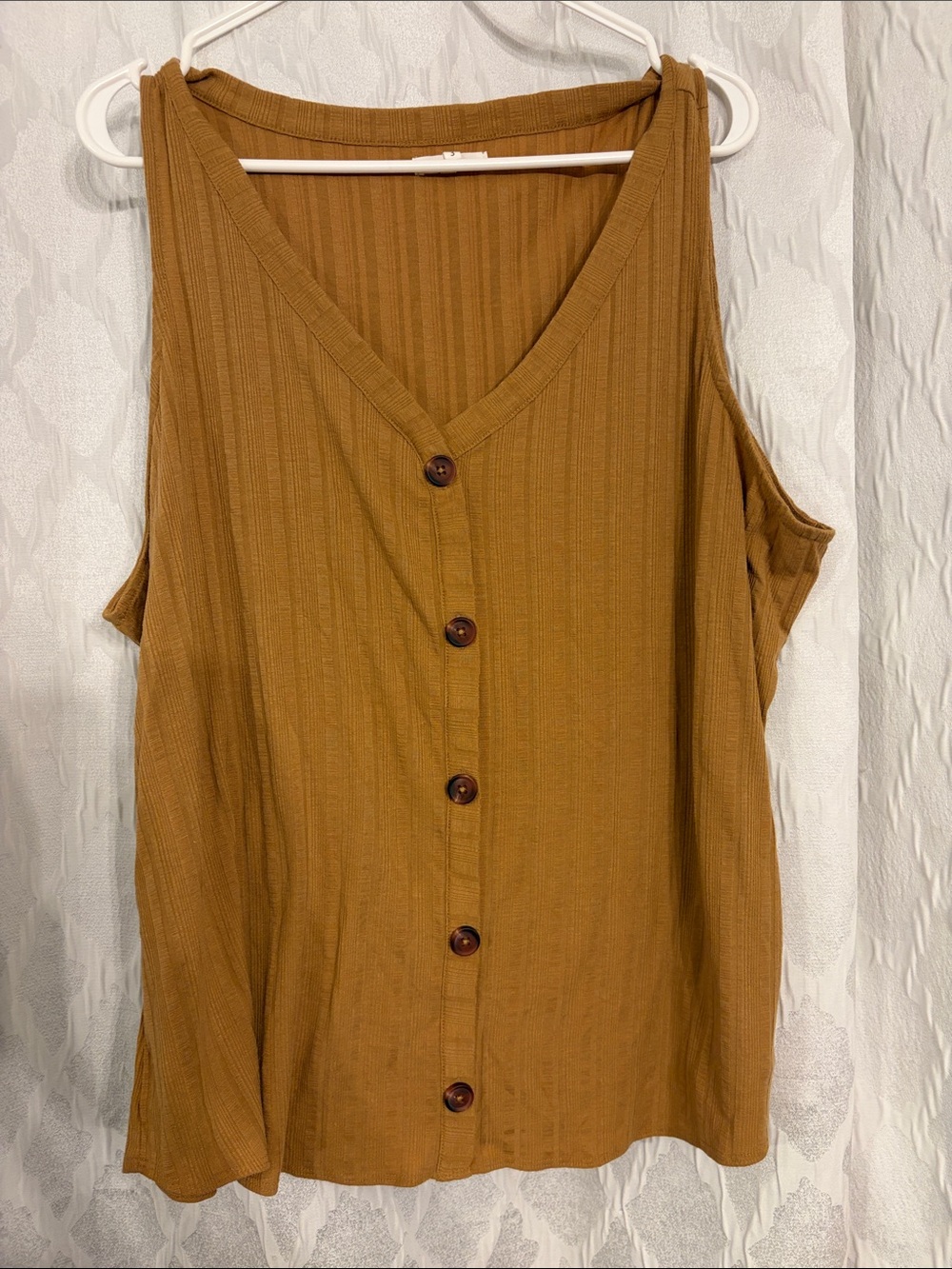Maurices Ribbed V-Neck Button Front Tank Top - Mustard